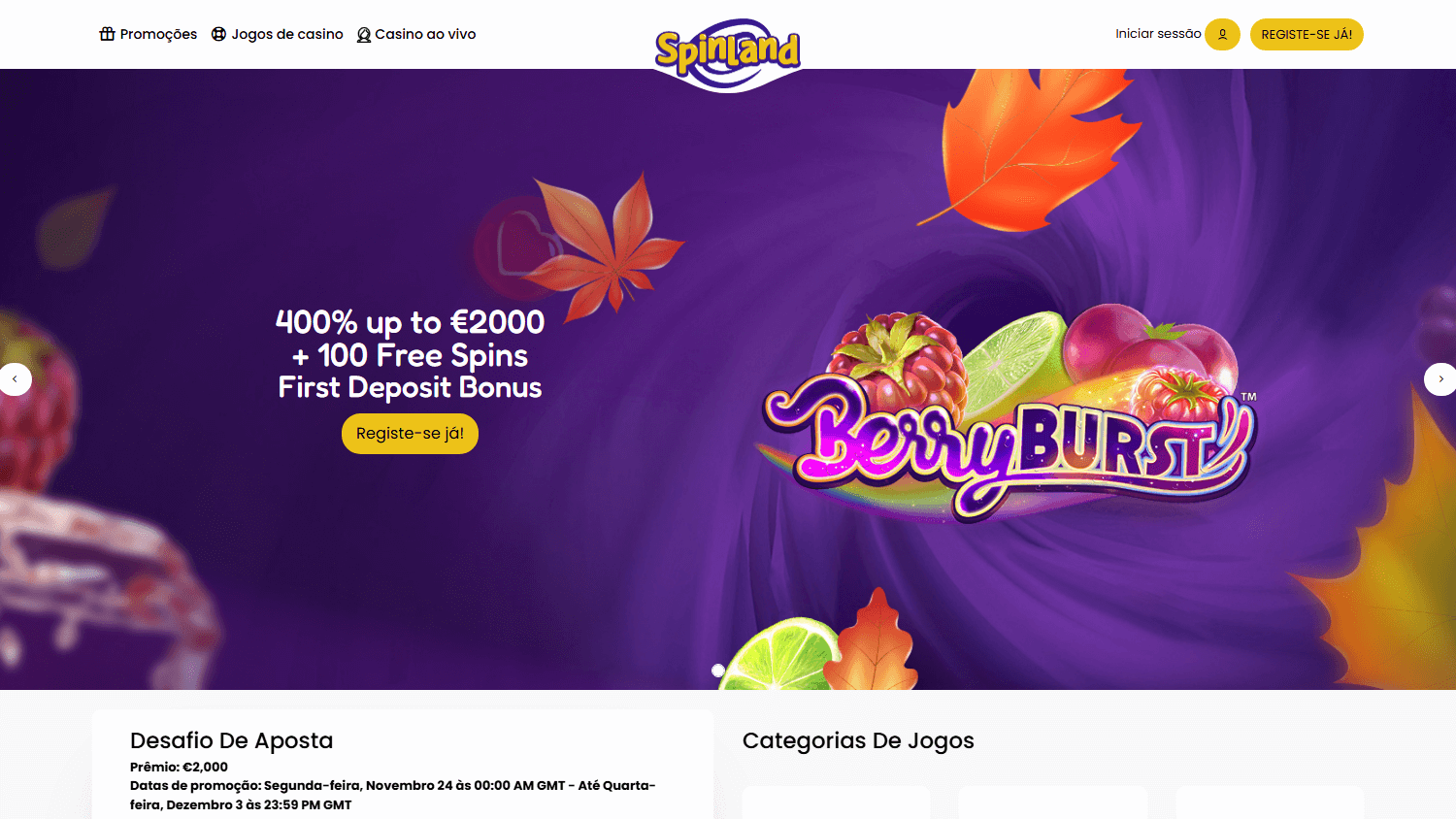 SpinLand Casino Desktop screenshot